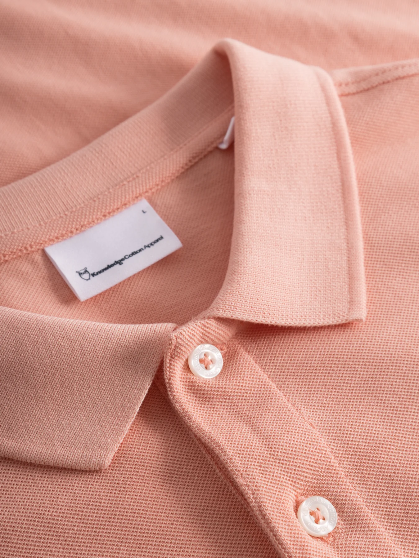 Knowledge cotton - BASIC BADGE POLO - Coral Pink