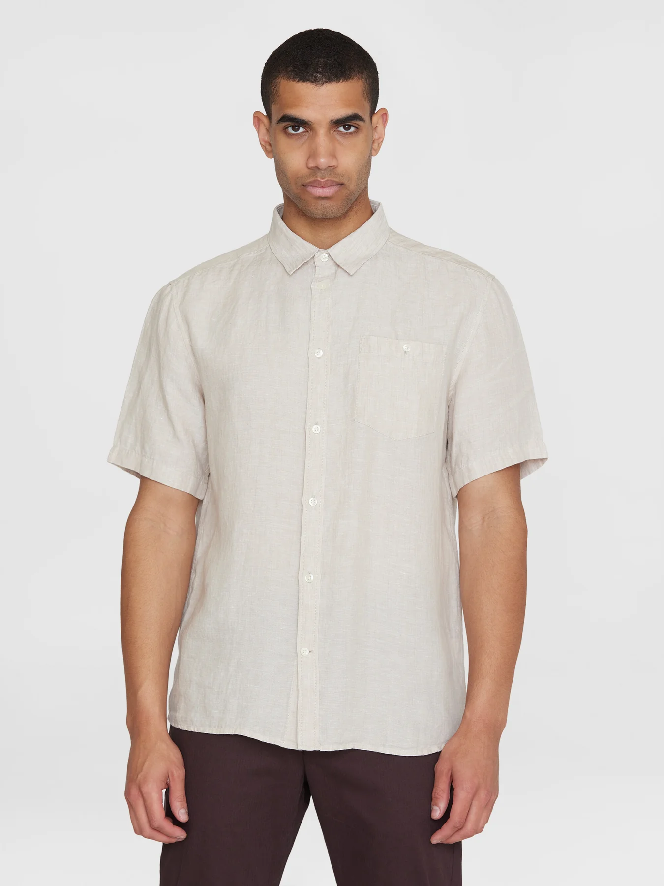 Knowledge cotton - CUSTOM FIT LINEN SHORT SLEEVE SHIRT - Yarndyed