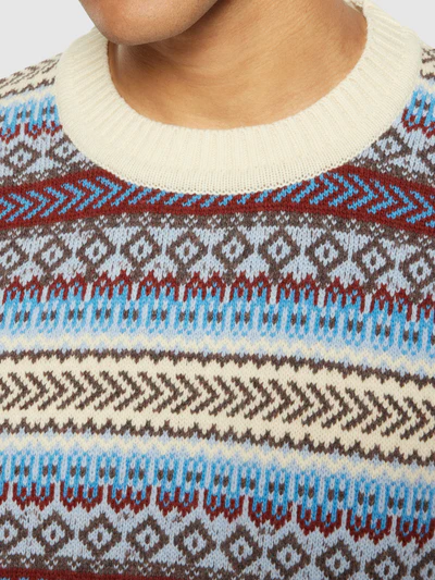 Knowledge cotton -Knitted fair isle crew neck - multi color stripe