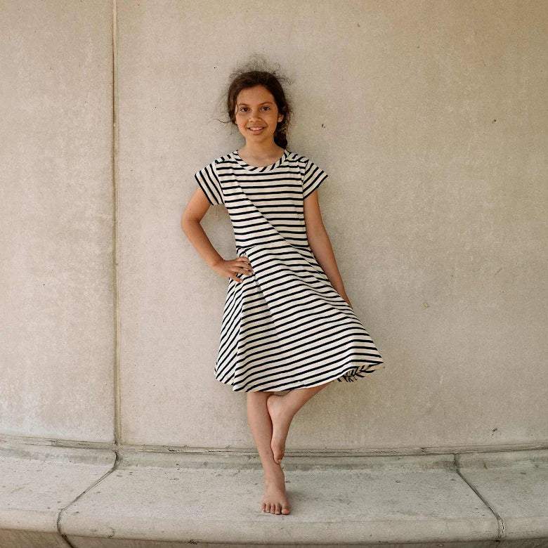 Ebbe kids shelby dress - Dark Navy/Offwhite stripe